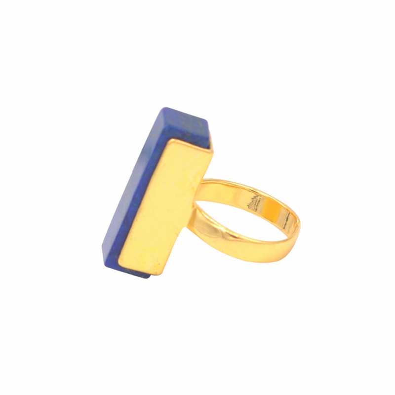 2017 Top Quality Fashion Jewelry Stainless Steel Lapis Lazuli Natural Stone Ring For Men Birthday Gift wholesale