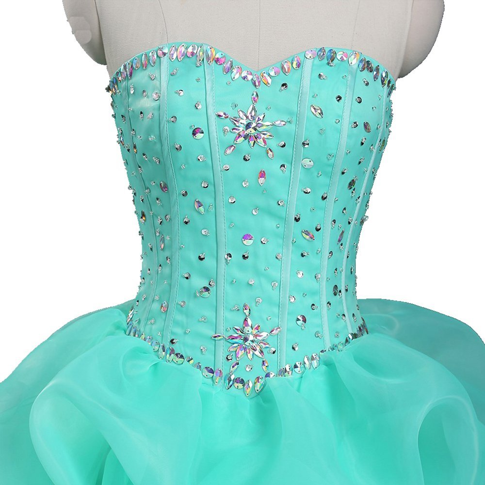 2017 Sexy Cheap Sweetheart Ball Gown Organza Quinceanera Dresses with Beaded Sweet 16 Dress Lace Up Floor Length Vestido De Festa BM84