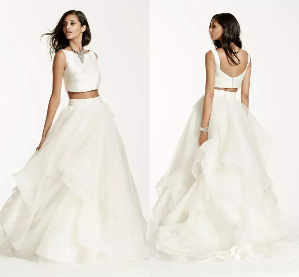 2019 Two Pieces Mikado Crop Top Wedding Dresses Bohemian Bateau Fully Lined Organza Skirt Beach Bridal Gowns Cheap, Pink
2019 Two Pieces Mikado Crop Top Wedding Dresses Bohemian Bateau Fully Lined Organza Skirt Beach Bridal Gowns Cheap, Pink