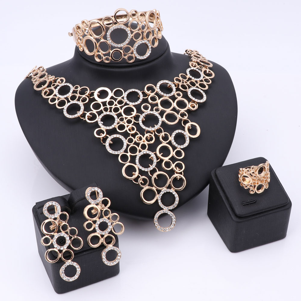 African Beads Jewelry Sets Women Wedding Dubai Gold Plated Crystal Necklace Fashion Bridal Ring Bracelet Earrings Accessories
African Beads Jewelry Sets Women Wedding Dubai Gold Plated Crystal Necklace Fashion Bridal Ring Bracelet Earrings Accessories