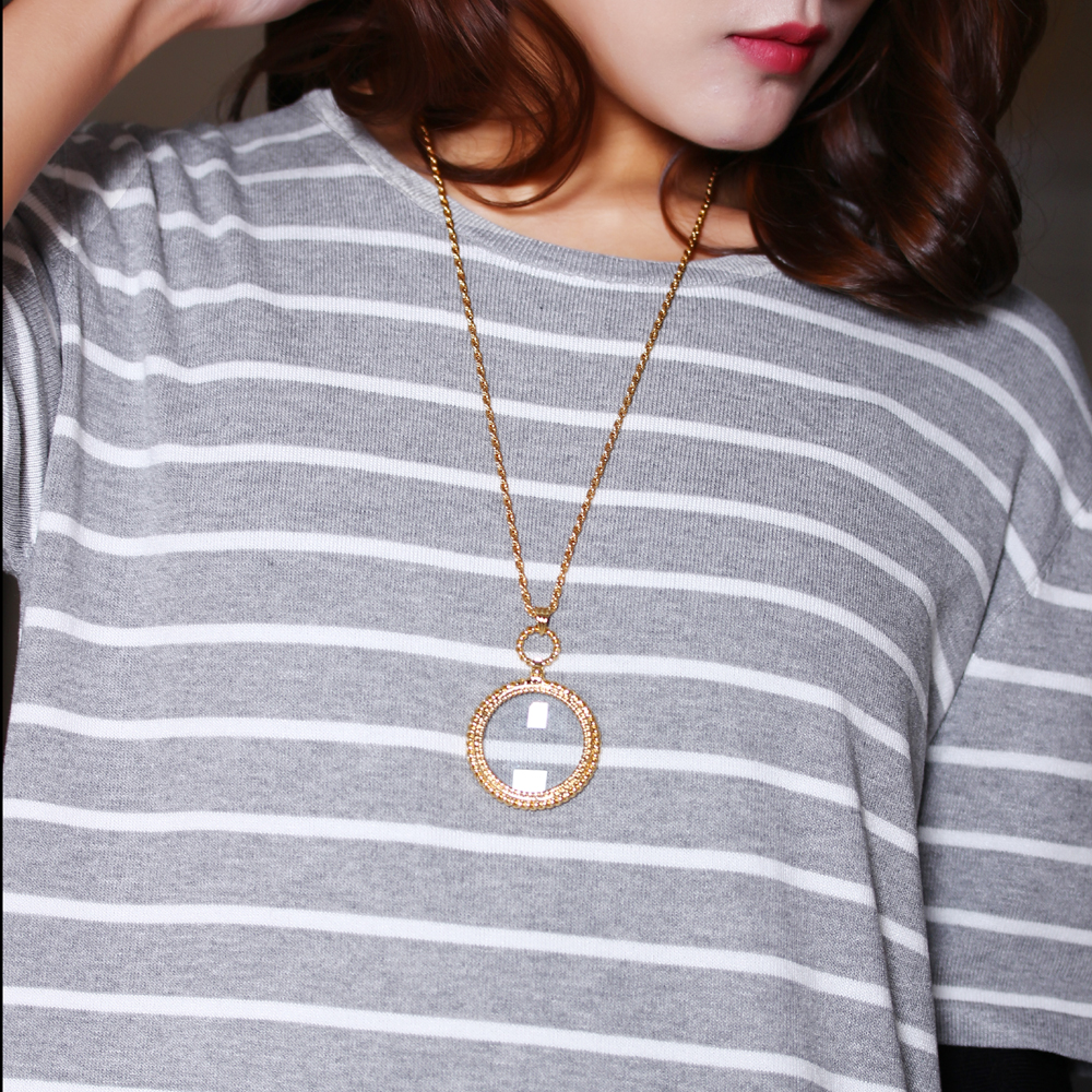 New round shape Magnifying glass necklace simple design magnifying glasses for reading men fashion Magnifier