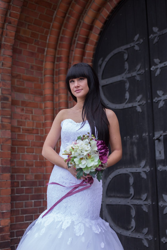 Lace Mermaid Wedding Dress with Corset and Tulle Skirt Elegant Sweetheart Floor Length White Backless Wedding Gowns