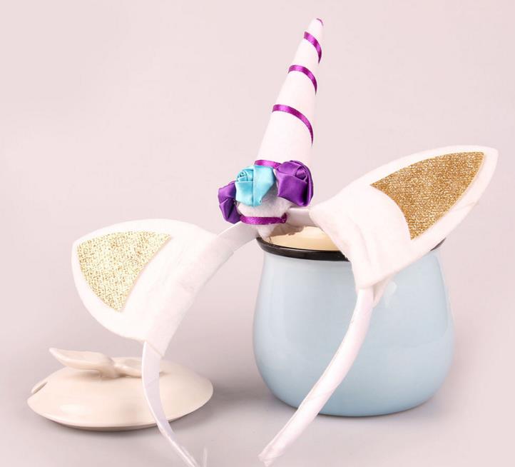 unicorn horn headband with wig braids Party dressing up cosplay flower crystal hairbands Christmas hair sticks Birthday filler bag favors
