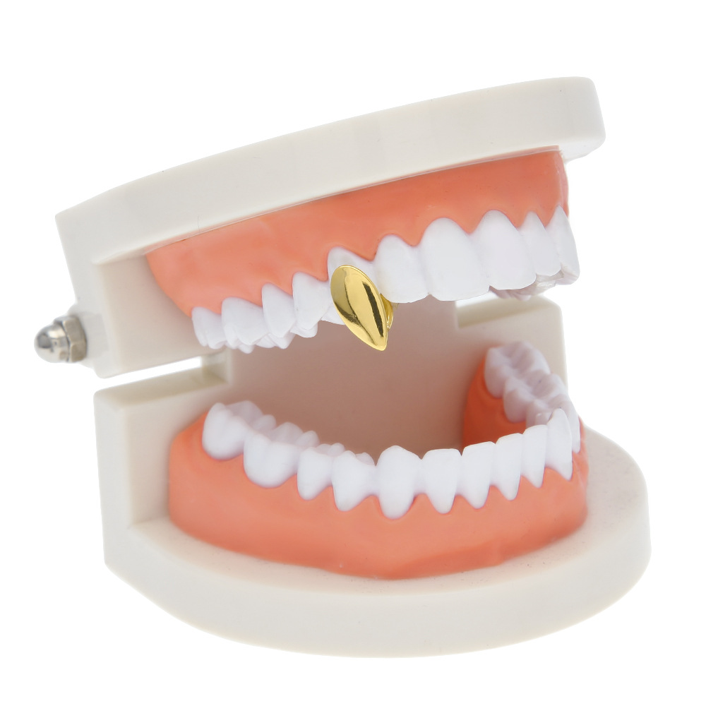 New Silver Gold Plated Water drop shape Hip Hop Single Tooth Grillz Cap Top & Bottom Grill for Halloween Party Jewelry