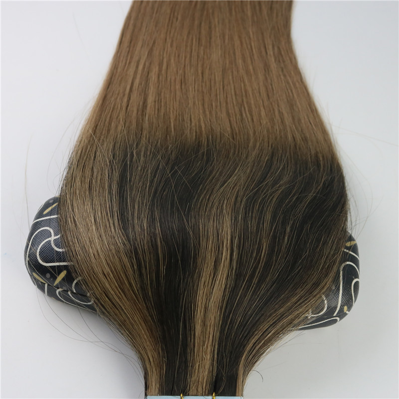 100gram 40pcs Tape In Human Hair Extensions Balayage Ombre Color Brown Brazilian Virgin Hair Seamless PU Skin Weft