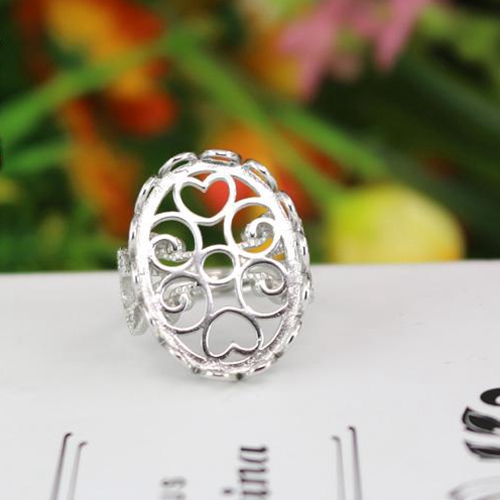 Women Fine Silver Ring Setting 16x22mm Oval Cabochon Semi Mount Engagement Wedding Fashion Ring Silver 925