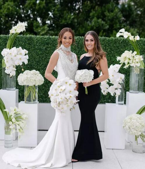 Sexy Black Chiffon Plus Size Bridesmaid Dresses Mermaid Cheap Halter Criss Cross Back Long Maid Of Honor Gowns Custom Made EN8227