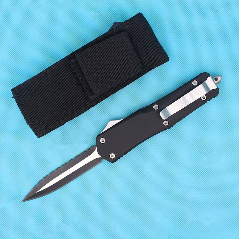 Black A07 Large Size Automatic Tactical Knife 440C Two-tone Blade Zn-al Alloy Handle Survival Knives With Nylon Bag
Black A07 Large Size Automatic Tactical Knife 440C Two-tone Blade Zn-al Alloy Handle Survival Knives With Nylon Bag