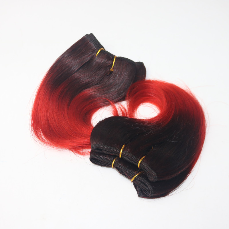High Quality 6 Inch Short Two Tone Brazilian Hair Ombre Color Body Wave 100% Human Hair Extension