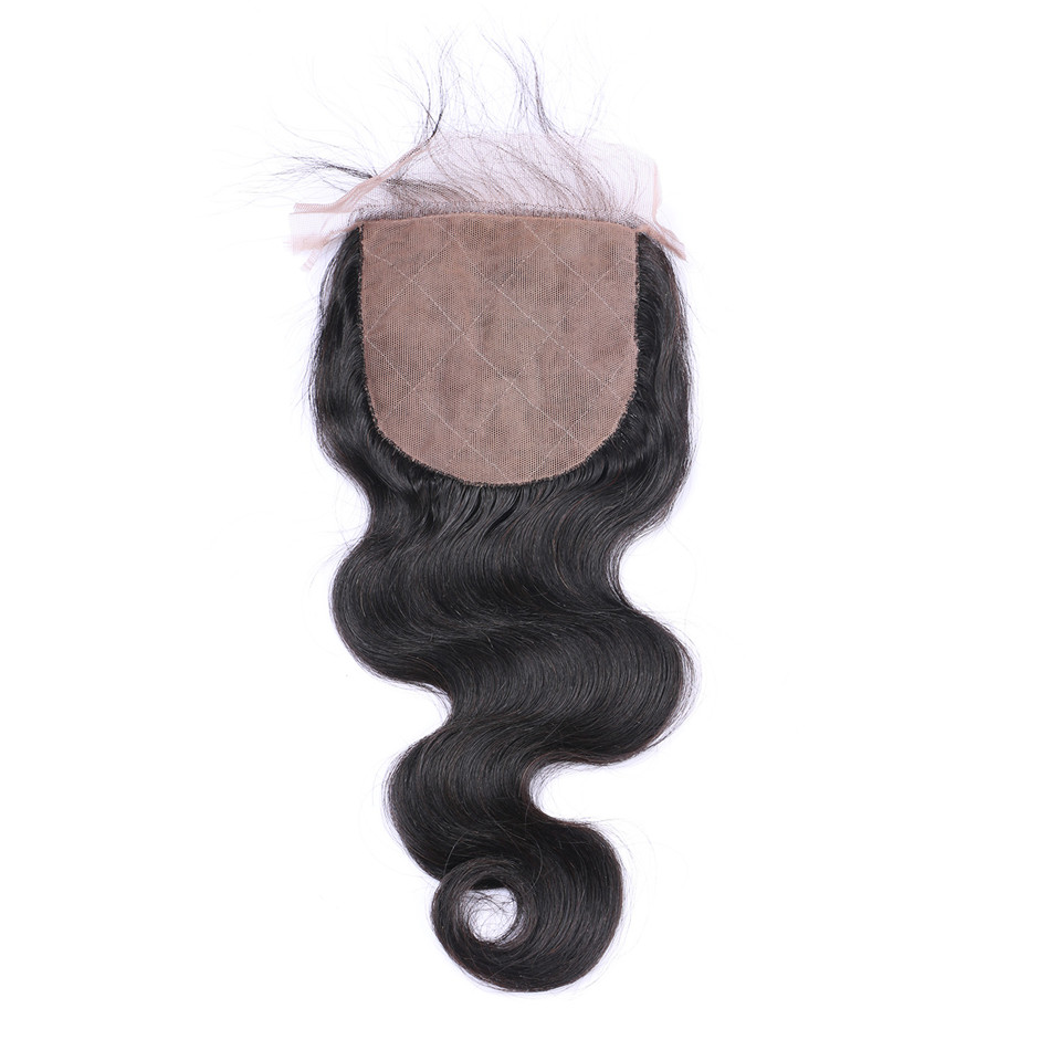Free shipping Body Wave Silk Base Free Part Remy Human Closure Bleached Knots With Baby Hair Top Closures