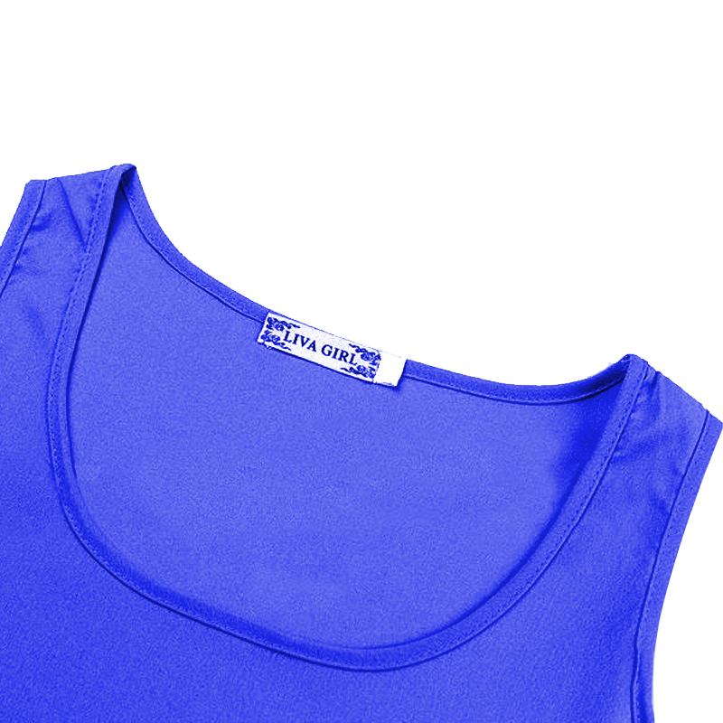 Wholesale- Summer explosion models candy color blue chiffon shirt bottoming shirt sleeveless chiffon camisole vest female T-shirt women top