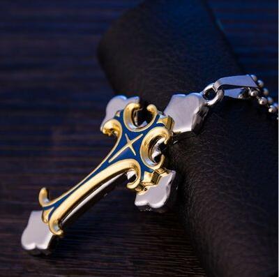 Good A++ Black Bible cross pendant titanium steel men and women fashion personality necklace WFN617 (with chain) mix order 20 pieces a lot