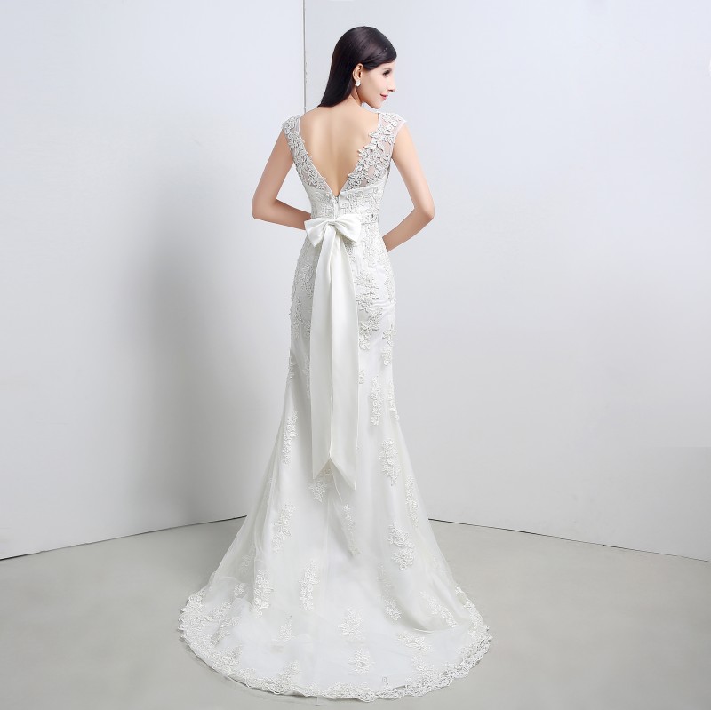 New Sexy White Ivory Mermaid Wedding Dresses 2017 Appliques Wedding Party Bridal Gowns Stock 6-16 QC 333