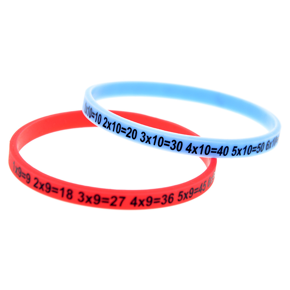 12PCS/Lot Multiplication Tables Skinny Silicone Bracelet What Better Way To Carry The Message Than With A Daily Reminder