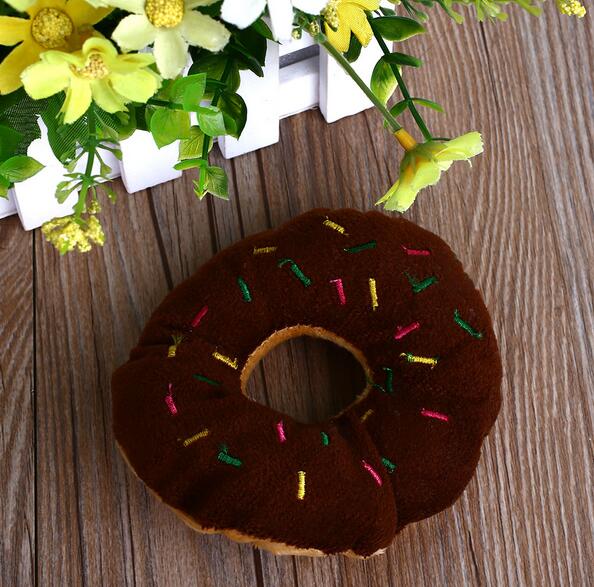 Sightly Lovely Pet Dog Puppy Cat Squeaker Quack Sound Toy Chew Donut Play Toys