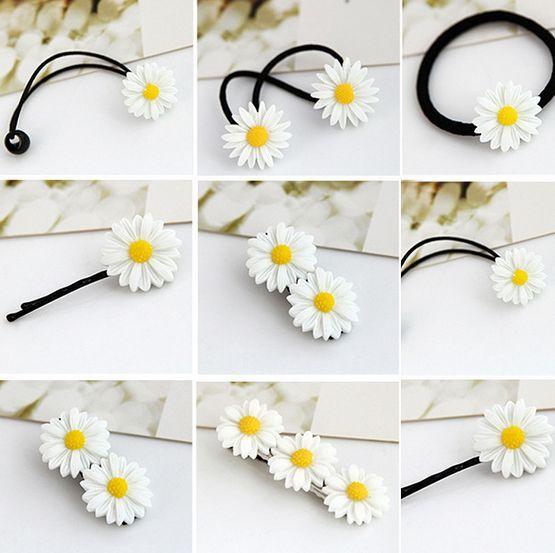 Daisy Elastic Hair Ring Rope Bands Hair Clips Ponytail Holder For Girl Kids Baby #T701