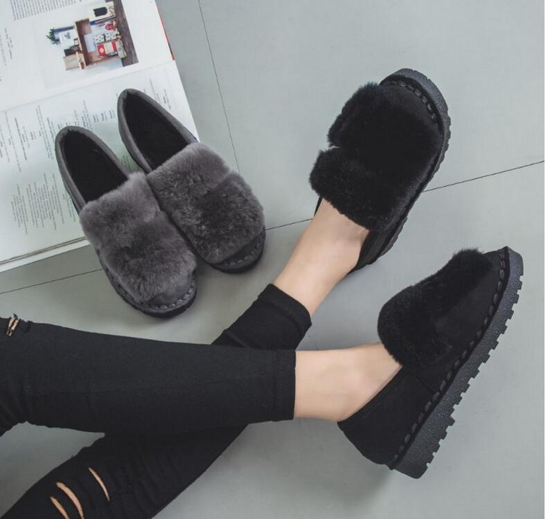 SELL Factory boots women's BLACK shoes winter hot style thermal wool casual flat shoes