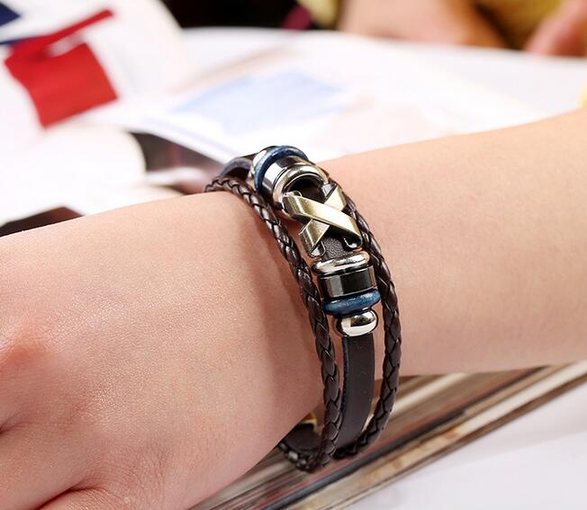 Punk bracelet jewelry factory direct cowhide bracelet retro leather necklace