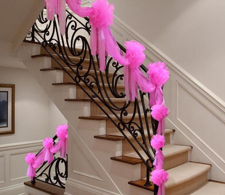 9m length Wedding supplies crystal gauze curtain Bridal color yarn with snow Wedding stair adornment snow yarn free shipping WT060