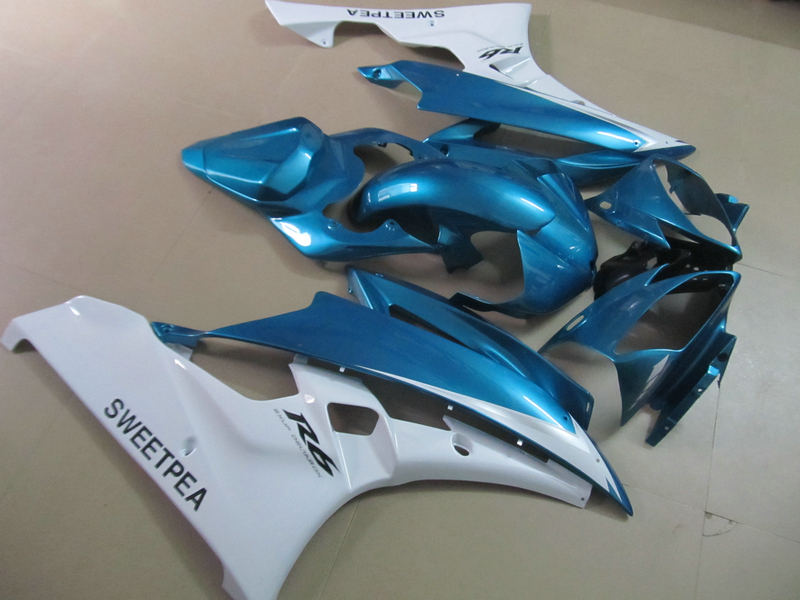Injection mold plastic fairing kit for Yamaha YZF R6 2006 2007 blue white fairings set YZFR6 06 07 OT06, Same as picture 
Injection mold plastic fairing kit for Yamaha YZF R6 2006 2007 blue white fairings set YZFR6 06 07 OT06, Same as picture