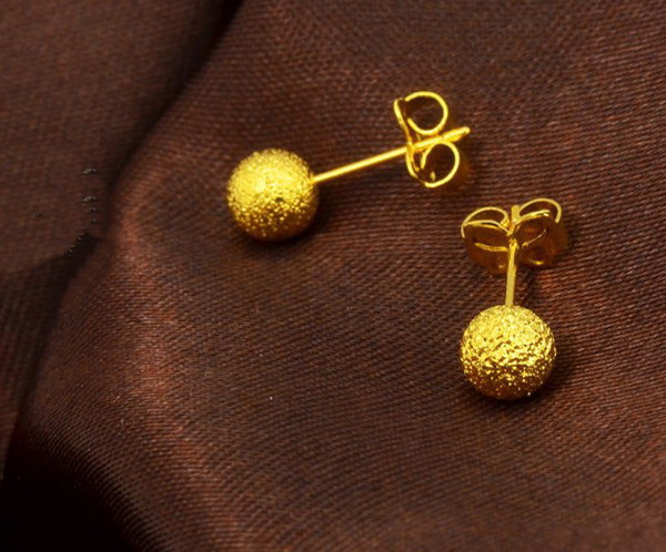 whole fine 24k gold plated slippy bead transfer stud earring womenDangle stud earring earrings bride earring Women shippi314e92889