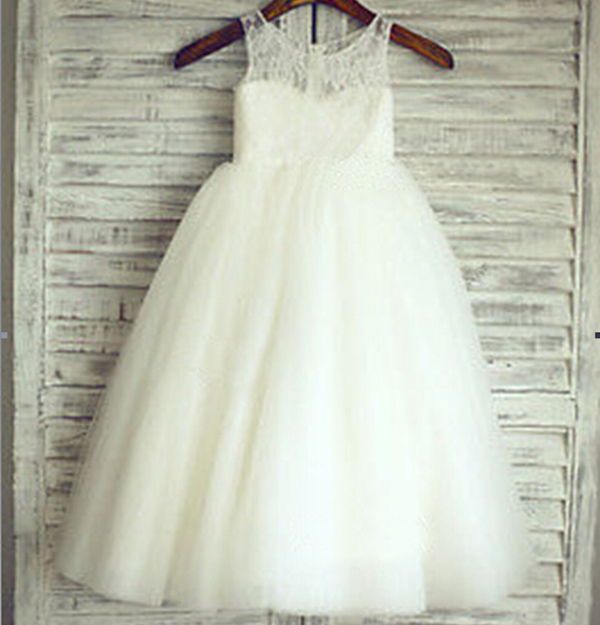 New Arrival Flower Girl Dresses Real Party Pageant Dress for Wedding White/Ivory Little Girls/Kids/Children Communion Dress