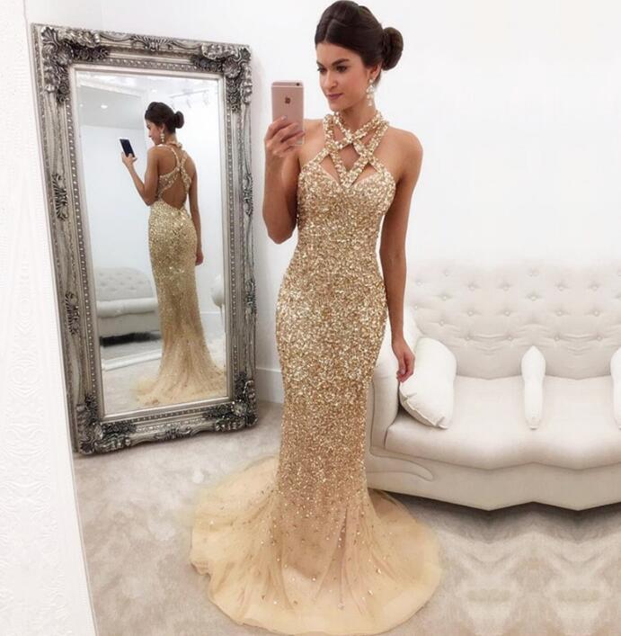 Sparkling Champagne Mermaid Prom Dresses 2018 Criss Cross Neck Gorgeous Major Beading with Crystal Pageant Party Gowns Evening Wear, Purple
Sparkling Champagne Mermaid Prom Dresses 2018 Criss Cross Neck Gorgeous Major Beading with Crystal Pageant Party Gowns Evening Wear, Purple