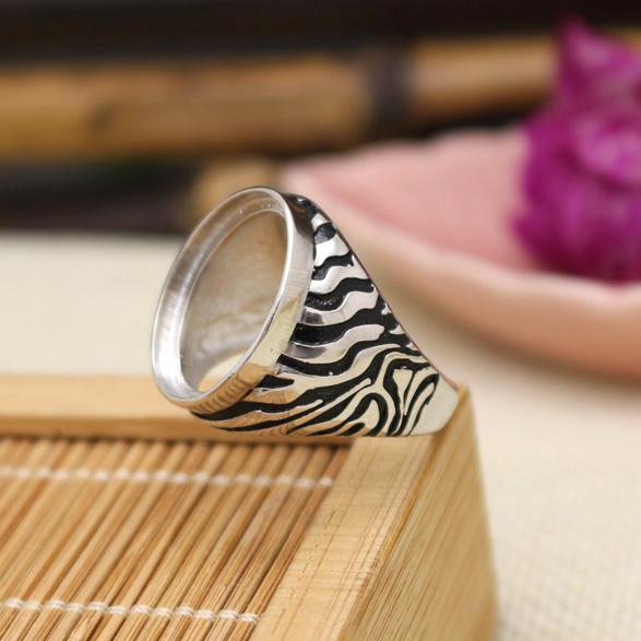 15X18mm Oval Cabochon Semi Mount Men Ring Art Deco 925 Sterling Silver Jewelry Fine Jewelry