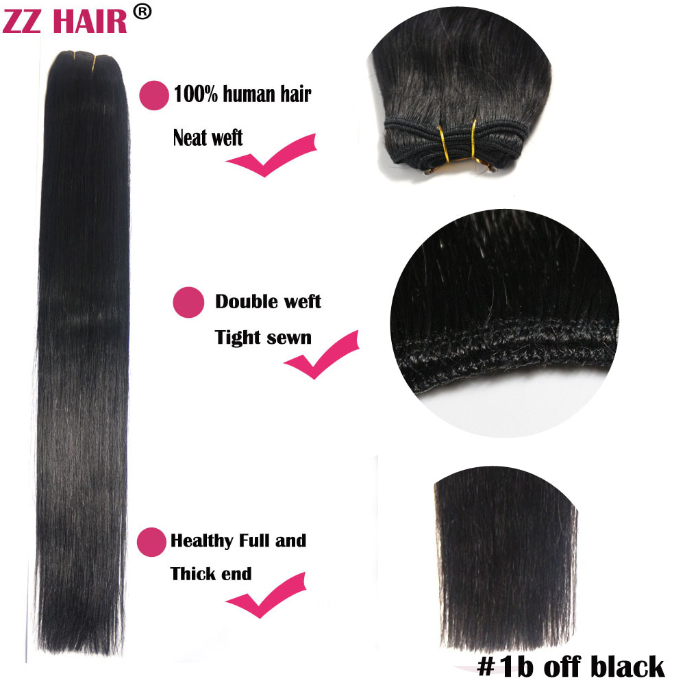 16"-28" 100g/Pcs 100% Remy Human Hair Weft Weaving Extensions Straight Natural Silk Non-clips
