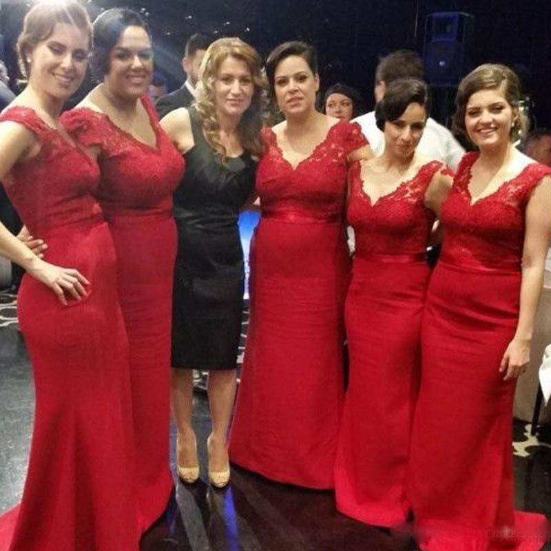 Cheap Red Mermaid Country Long Bridesmaid Dress Plus Size V-Neck Capped Sleeves Sweep Train Gowns Maid Of Honor Dresses 2k17
Cheap Red Mermaid Country Long Bridesmaid Dress Plus Size V-Neck Capped Sleeves Sweep Train Gowns Maid Of Honor Dresses 2k17