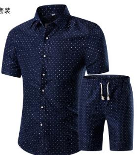 Summer Men Shirts Shorts Set Casual Printed Hawaiian Fashion Shirt Homme Short Male Printing Dress Suit Sets Plus Size