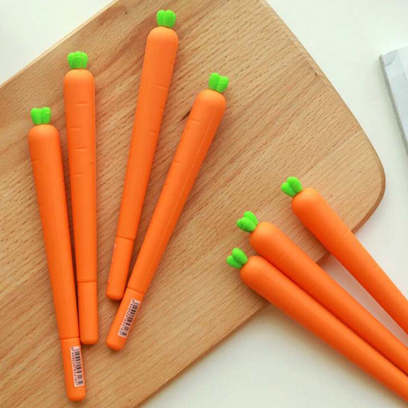 10pcs/lot Cute Fresh Carrot Shape Gel Ink Pen Promotional Gift Stationery School Office Supply Birthday Gift for Kid Children Papelaria