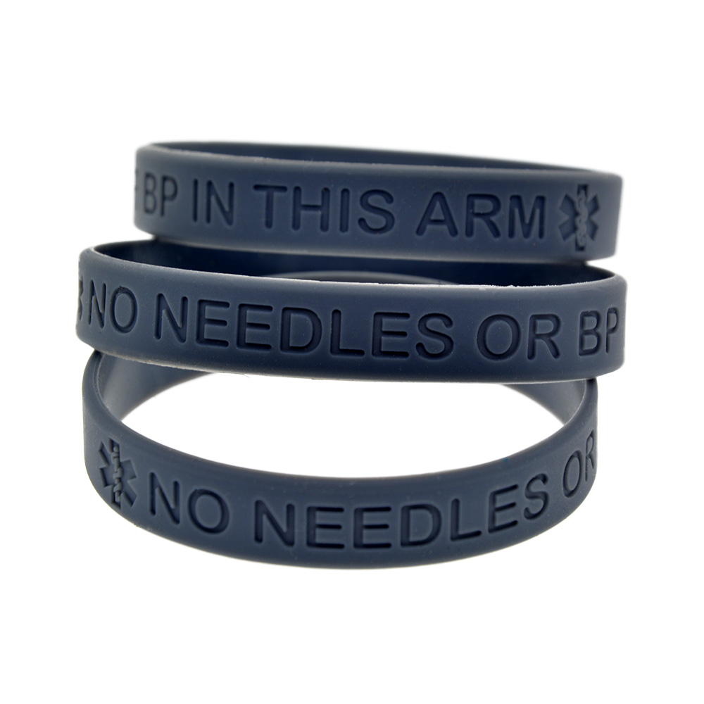 1PC No Needles or BP in This Arm Silicone Wristband Debossed Logo Soft And Flexible Adult Size 3 Colors