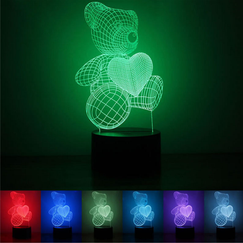 Love bear small night light usb power button-style seven-color led creative 3d home bedroom exhibition hall aisle atmosphere
Love bear small night light usb power button-style seven-color led creative 3d home bedroom exhibition hall aisle atmosphere
