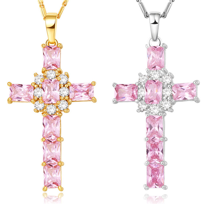 NAKELULU Cross Crystal Necklace Women Jewelry Gift Wholesale Silver/Gold Color Luxury Pink/Clear Cubic Zirconia Pendant & Chain
NAKELULU Cross Crystal Necklace Women Jewelry Gift Wholesale Silver/Gold Color Luxury Pink/Clear Cubic Zirconia Pendant & Chain