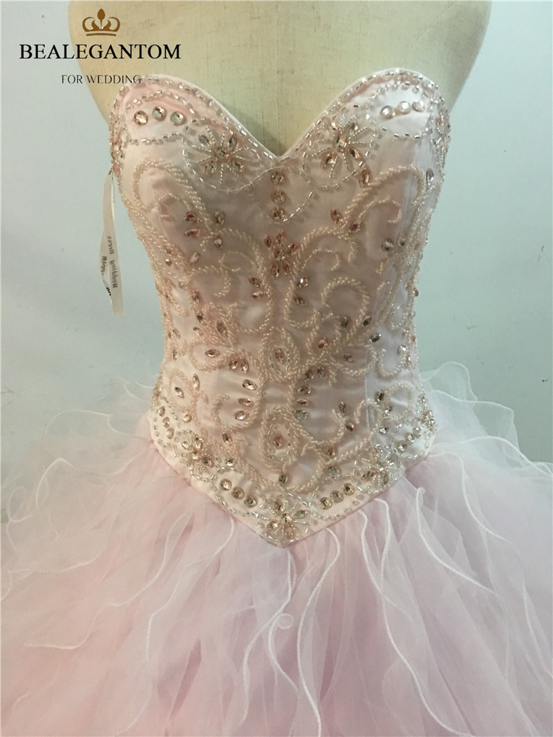 2017 Sexy Fashion Sweetheart Crystal Ball Gown Quinceanera Dresses with Sequined Beading Tulle Sweet 16 Dresses Vestido Debutante Gowns BQ26