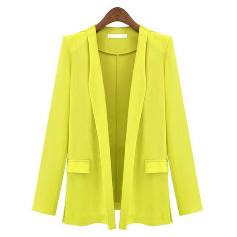 Women Blazer Lapel OL Career Long Suits Blazers Jacket Coats Outwears S-XL