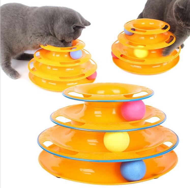 Three Levels Tower Tracks Disc Cat Pet Toy Intelligence Amusement Rides Shelf G955
