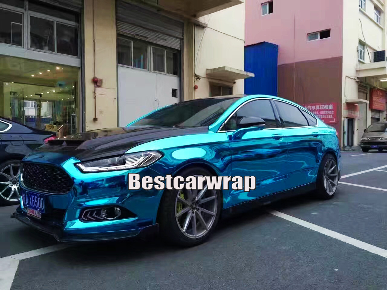 Stretchable Blue Chrome Mirror Vinyl For Car Wrap With Air bubble Free Easy stretch For Car styling covering foil size:1.52x20m/Roll 5x65ft