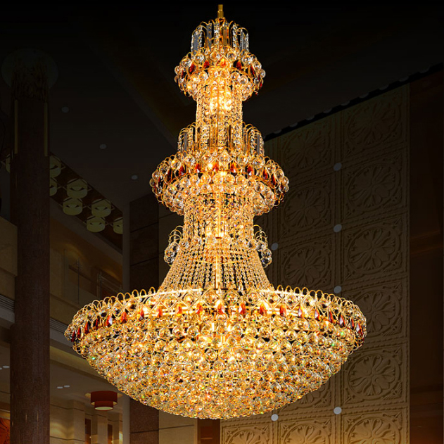 Modern Chandeliers LED Gold Crystal Chandelier Lights Fixture American Large Hotel Club Mall Living Room Home Indoor Lighting Hanging Lamps AC90V-260V