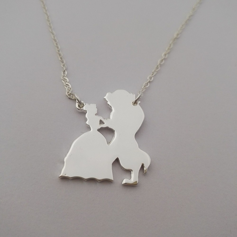 10PCS The Beast Necklace Movie Fairytale Cartoon Victorian Necklace Princess and Prince Love Necklaces for Couples Women