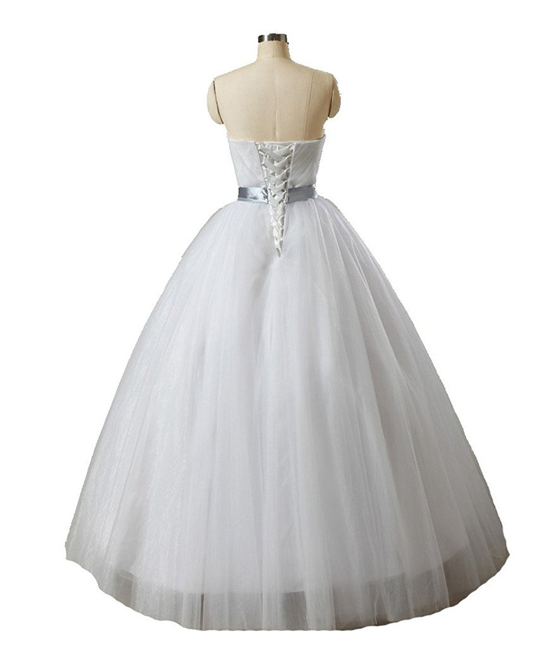 2017 Sexy White Beading Ball Gown Wedding Dresses With Sequin Pleat Tulle Lace Up Plus Size Bridal Gowns Vestido De Novia BW08