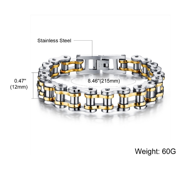 Fashion Men Biker Bicycle Motorcycle Chain Men's Bracelets Bangles Fashion 3 Color Stainless Steel Jewelry