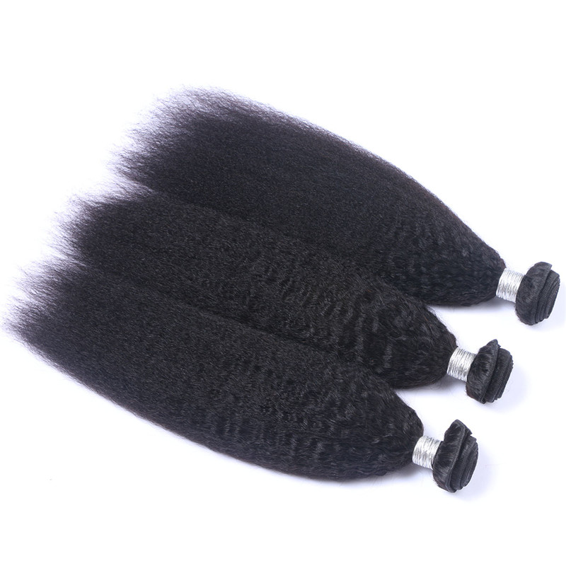 African American Afro Kinky Srtaight Brazilian Human Hair Bundles Hair Weave Double Drown Machine Human Hair Weft For Black Women
