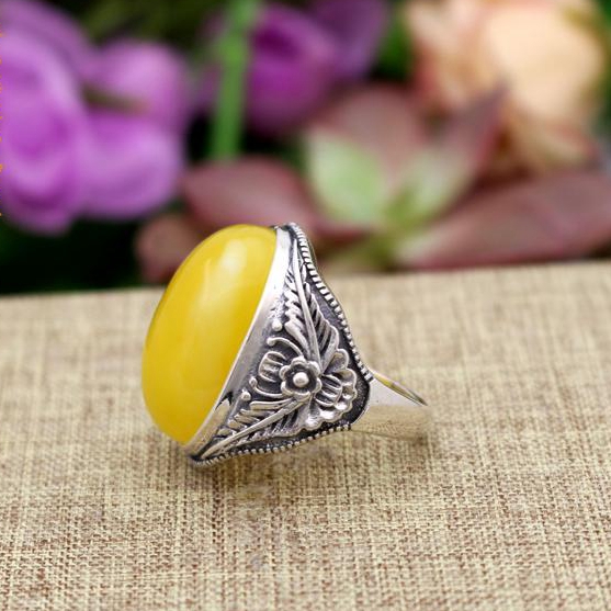 Antique Vintage Art Deco 17x24mm Oval Cabochon Semi Mount Engagement Ring Flower Fine Jewelry Fine Silver Wedding Ring Setting