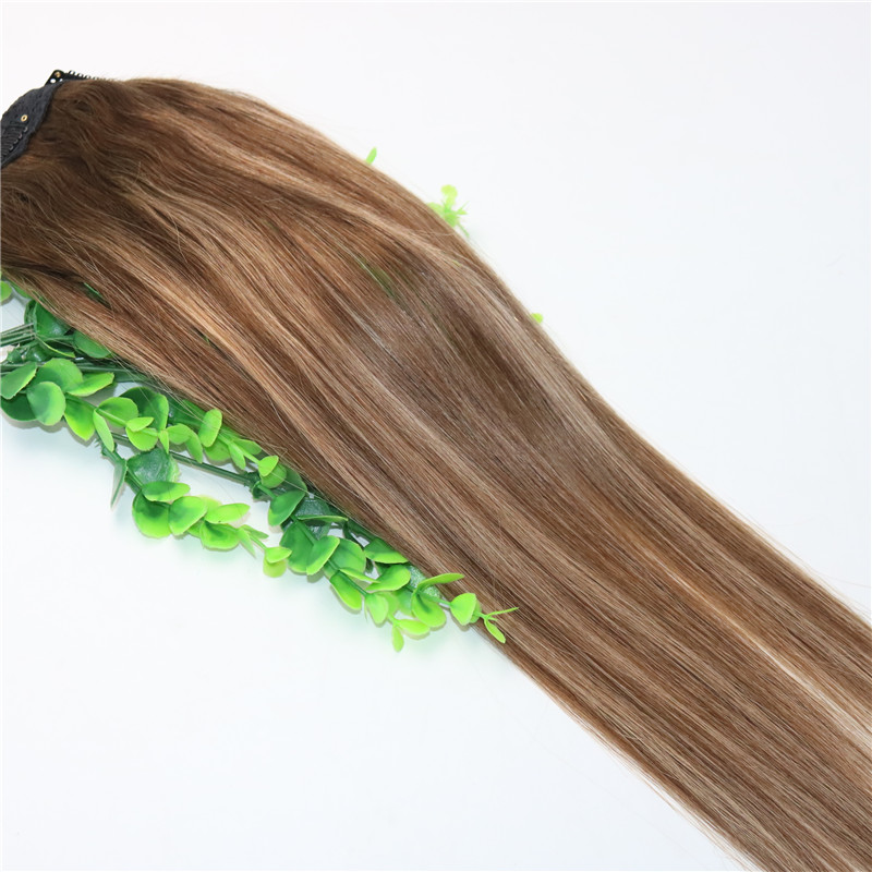 Ombre Strawberry Honey Blonde With Brown Highlights One Piece Clip In Human Hair Extensions 5Clips With Lace Per Piece Remy Human Hair