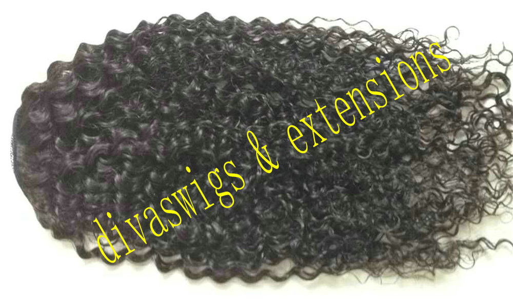 dora Natural hair afro ponytail hairpiece clip in black kinky curly Remy Hair drawstring ponytails hair extension for black women