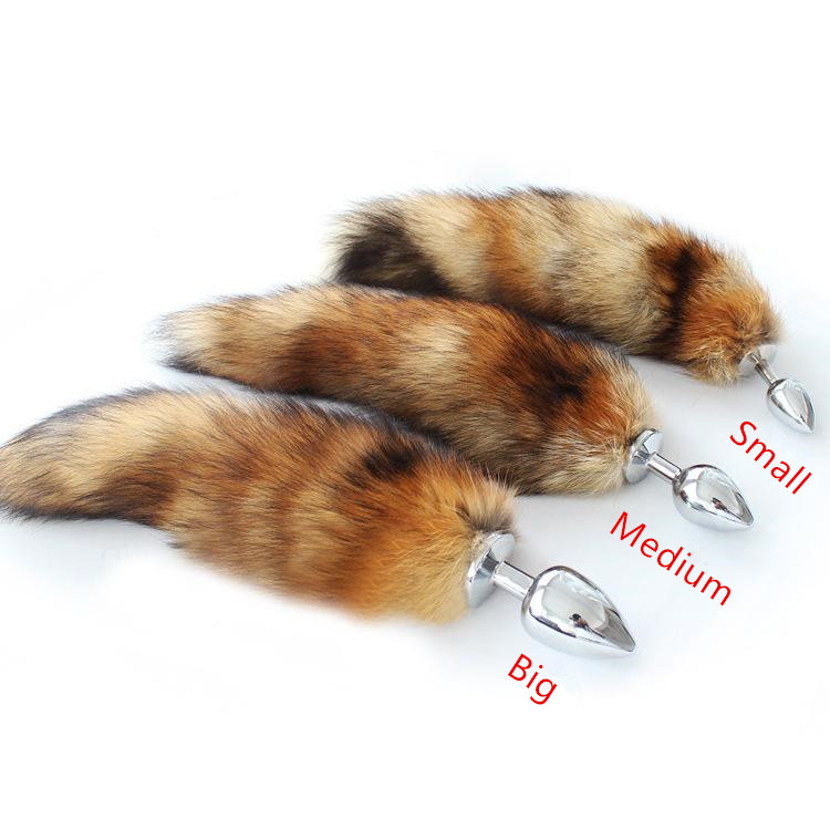 Free Shipping! 35cm long Fox Tail Anal Plug Metal Butt Plug Anal Sex Toy 7.5cm 8.5cm 9.5cm plug for choice от DHgate WW