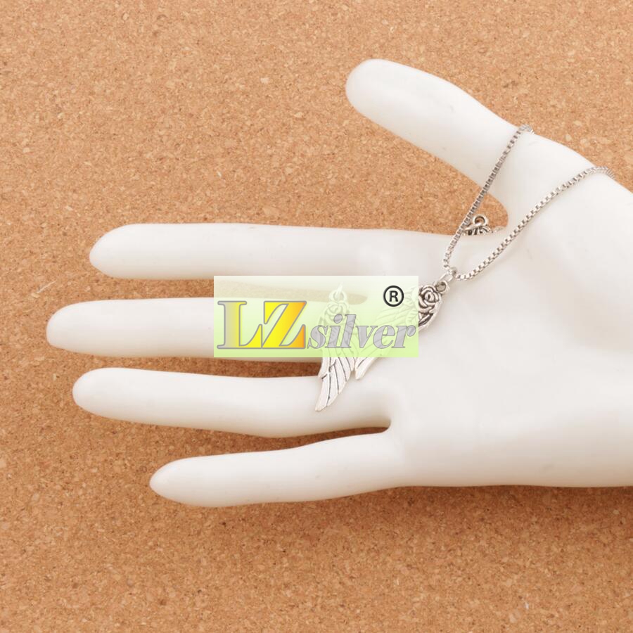 Angel Wing w Rose Spacer Charm Beads 100pcslot 303x107mm Antique Silver Pendants Handmade Jewelry DIY T1625