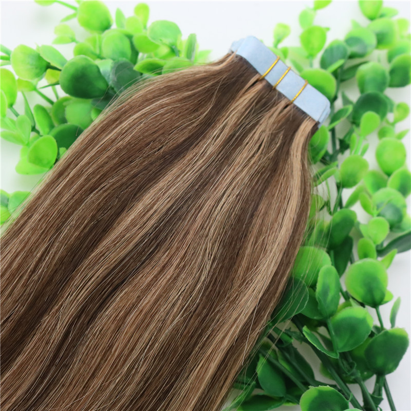#4 #27Seamless Tape In Human Hair Extensions Ombre PU Tape Hair 100g 40pcs set 14 to 24 inch Ombre Hair Piano Colored Hairstyle